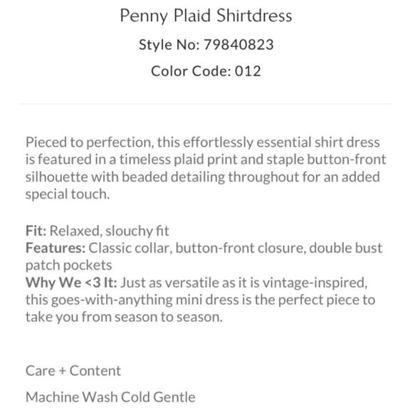 Free People Penny Plaid Mini Shirtdress Embellished Red Blue Beaded size Medium - Picture 15 of 15